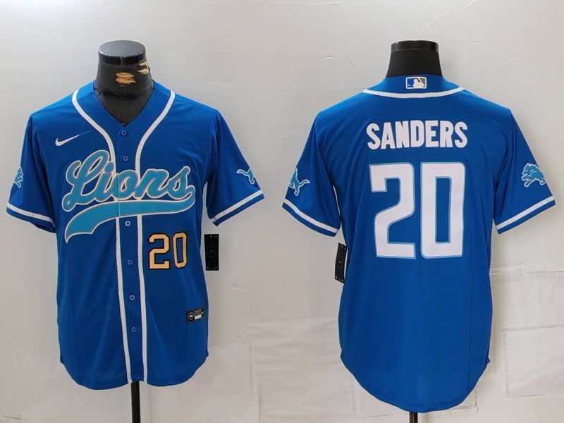 Men Detroit Lions #20 Sanders Blue Second generation joint name 2024 Nike Limited NFL Jersey style 2